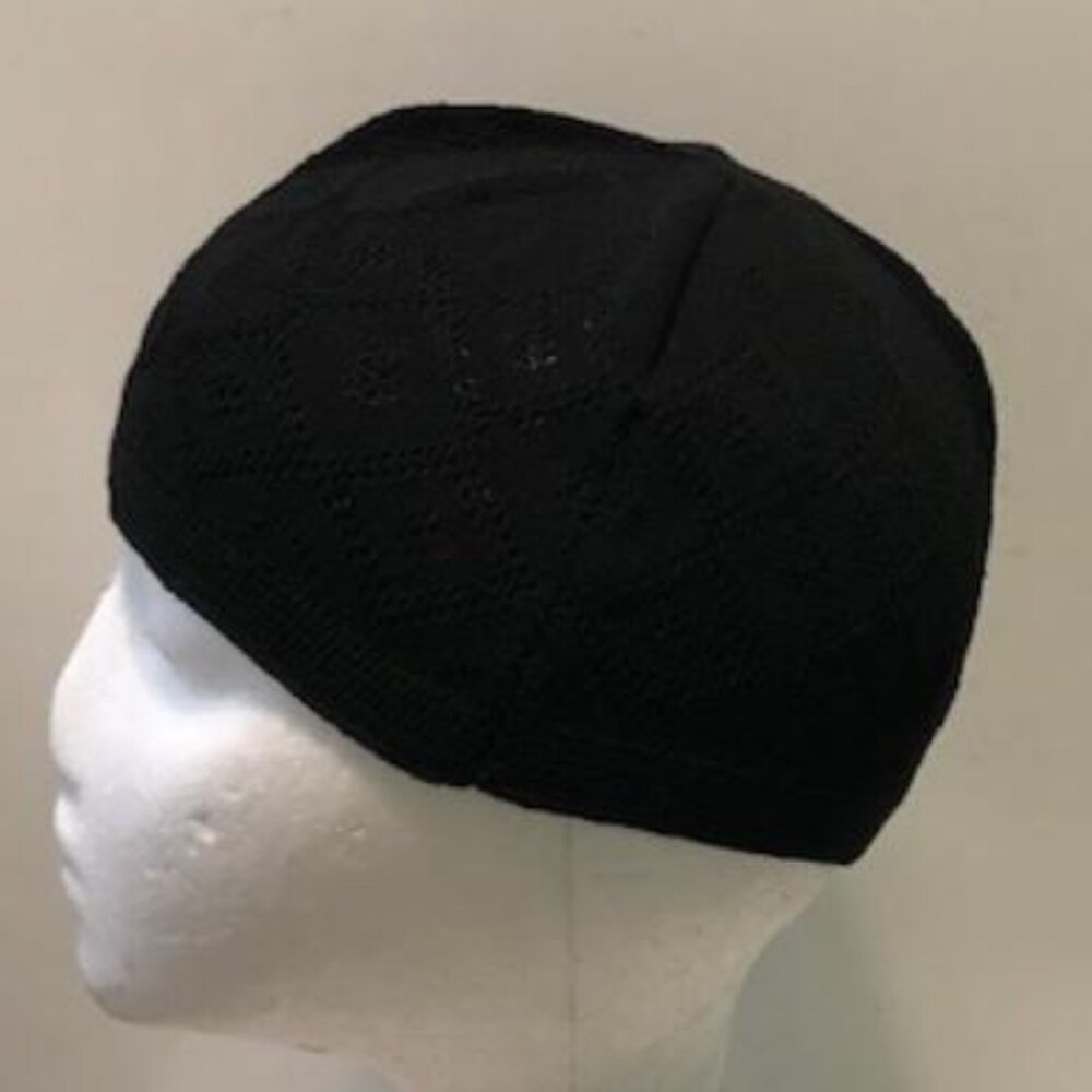 Turkish Knit Cotton Kufi Arafat Skull Cap Black